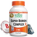 Botanic Choice Super Boron Complex (3mg) - Metabolizing 칼슘 및 마그네슘에 의한 뼈 및 전립선 건강을 촉진 - 남성 및 여성을위한 Boron의 3 양식 (90 캡슐)