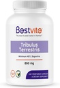 캡슐 당 BESTVITE Tribulus Terrestris 850mg (240 채식 캡슐) - 표준화 된 추출물 - 최소 45% Saponins - 아니 Stearates - 아니 실리콘 이산화 - 아니 필러 - 비 GMO - 글루텐 무료