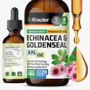BIO KRAUTER Echinacea와 Goldenseal 뿌리 액체 추출물 - 자연적인 면역 지원 - Goldenseal를 가진 Echinacea 하락 - 채식주의자, 알콜 & 설탕 자유로운 아연 - 2 Fl.Oz.