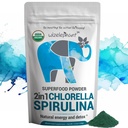 Chlorella Spirulina Powder Organic | 슈퍼 그린 파우더와 스무디 믹스 | 면역 지원 및 에너지에 대한 초록소의 풍부한 | Raw Vegan Protein | Spirulina Chlorella Powder | 50 인분