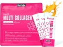 여자를 위한 액체 교원질, 10000mcg Biotin, 8000mg 다 유형 교원질 펩티드, Hyaluronic 산, 비타민 C, 피부, 못, 머리 보충교재, 주황색 풍미, 10 Fl oz. (1 팩, 오렌지)