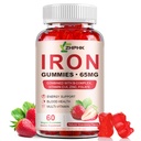 철 보충교재 Gummies, 65mg 철 및 여성 남자 아이를 위한 250mg 비타민 C, 비타민 A, B 복합체, Biotin, 아연 & Folate 에너지 지원 & 면역력, 60의 Gummies를 가진 자연적인 Vegan 철 거미