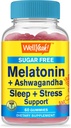 Ashwagandha (850mg) Sugar Free Gummies와 함께 WellYeah Melatonin (2mg) - 수면 및 스트레스 보조 보충 - Chamomile, Lemon Balm, Lavender 및 Valerian - 천연 소스 풍미 - 60 카운트