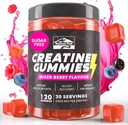 KP Creatine Monohydrate Gummies는 남자 & 여자를 위한 베리를, 100% Creatine 혼합 베리 Gummies, 서빙 당 5g + Vegan, 설탕 자유로운, 혼합 베리 + 힘, 에너지, 근육 & Booty 이익 - 120 조사 섞었습니다