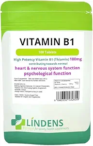 Lindens 비타민 B1 Thiamin 2-Pack 200 정제 B 1 B-1 Thiamine 자연적인 질