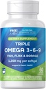 Rite Aid Triple Omega 3, 6, 9 Softgels - 건강한 심장, DHA 및 EPA, Flaxseed 및 Borage Oil을 지원하는 60 카운트 물고기 오일