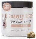 Gnawty Bites Omega Shine | 오메가 3-6-9 & 물고기 기름을 가진 건강한 & Lustrous 외투를 위한 개 피부와 외투| 건조하고, 자극하는, & 개를 위한 Itchy 피부 기복, 120 연약한 가슴