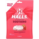 HALLS Throat Soothing (이전 HALLS Breezers) 크림 딸기 스로트 드롭, 이코노미 팩, 70 드롭