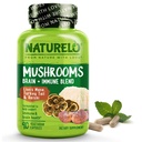 NATURELO 버섯 보충 두뇌 & 면역 건강 혼합 Lion s Mane, Reishi, Turkey Tail 90 Vegan 친절한 캡슐