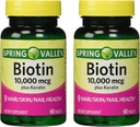 100mg Keratin 규정식 보충교재, 60의 조사 (2의 포장)를 가진 봄 밸리 10000mcg Biotin