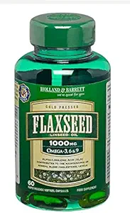네덜란드 & Barrett 채식 Flaxseed Linseed 기름 60 캡슐1000mg/Omega-3,6&9
