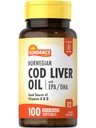 Sundance 노르웨이어 Cod Liver 오일 | 100 Softgels | EPA 및 DHA | 비타민 A 및 D의 원천 | 비 GMO 및 글루텐 무료 보충