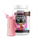 INVIGOR8 Superfood Grass Fed Whey Protein Isolate Shake Natural Strawberry Gluten-Free 및 Probiotics 및 Omega 3 (645g)가있는 비 GMO 식사 교체