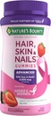 Nature's Bounty Optimal Solutions 고급 헤어, 피부, 손톱, 2X Biotin, 80 Strawberry Gummies, 40 총 서빙