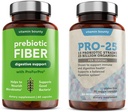 비타민 Bounty Pro-25 Probiotics 및 Prebiotic 섬유 번들 - Dietary 섬유, 13 Probiotic Strains, Gut Health, Digestive Health, Delayed Release - 번들