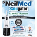 NeilMed Sinugator Cordless Pulsating Nasal Irrigator (Dual Speed) 와 30 Premixed Packets 과 3 AA 배터리 - 검정 (Pack of 1)