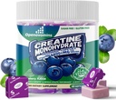 Creatine Monohydrate 남성 & 여성을 위한 연약한 Chews Complex 6400mg - 진보된 공식 W/L-Taurine + 비타민 B12, 설탕 자유로운 Chewable 보충교재, 60 Blueberry Softchews
