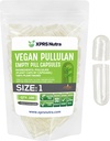 XPRS Nutra 크기 1 Pullulan 빈 캡슐 - 100 Count Clean Label Plantcaps Clear 빈 채식 캡슐 - 프리미엄 채식 알약 - Do-It-Yourself 식물성 캡슐 충전