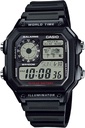 Casio AE1200WH 시리즈 | 남성용 디지털 시계 | 100M WR | 멀티 알람 | 100 SEC 스톱워치 | 카운트다운 타이머 | 월드맵 | LED 라이트 | LC 아날로그 디스플레이 | 10년 배터리