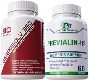 Serrraolv 360: 여분 힘 Fibriod 포장 - Fibroids를 빨리 녹이십시오 (Serrasolv 360 90 모자 & Previalin 60 모자) 또한 Bloating, 불편 및 균형을 잡는 호르몬을 가진 도움