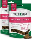 Vet's Best Seasonal Allergy Soft Chew Dog Supplements | 시즌 알레르기로 인한 피부 자극 | Histamine Levels 유지 | 50 Chewable Tablets, 30 Count (Pack of 2)