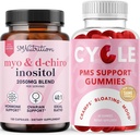 SMNutrition PMS 지원 Gummies & Myo-Inositol & D-Chiro Inositol | 40:1 비율 Inositol 보충 (30 인분)과 허브 사이클 지원 여자 (30 인분)에 대 한 구미