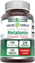 Amazing Formulas Melatonin Chewable Supplement | 5 Mg Per 서빙 | 250 타블렛 | Non-GMO | 글루텐 프리 | 미국 (딸기 맛)