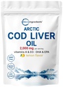 콜드 브리더 오일 2,000mg 서빙 당, 360 소프트 젤 | Burpless 레몬 맛 – 오메가 3, 비타민 A & D3, EPA, DHA에 풍부한 | 야생 잡은 북극 깊은 바다 물고기 | 심장, 뇌, & 면역