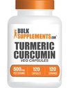 BulkSupplements.com Turmeric 500mg 추출물 캡슐 - Curcumin 보충 교재, Turmeric Curcumin - 글루텐 무료,120 Veg 캡슐 (1의 포장)