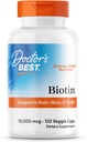 Doctors Best Biotin, 지원 머리, 피부, & 못, 비 GMO, 글루텐 무료, Soy Free, Vegan 120 Veggie Caps