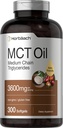 Horbäach MCT 기름 알약 | 3600mg | 300 Softgel 캡슐 | 코코넛에서 케토 보충교재 | Caprylic & Capric Acid | Non-GMO, 글루텐 프리