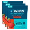 액체 I.V.® Hydration Multiplier - 딸기 | 전해질 분말 음료 믹스 | 3 팩 (48 인분)