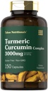 심황 쿠르쿠민 3000mg | 150 캡슐 | 검은 후추 추출물의 심황 보충 | Non-GMO, Gluten Free Herbal Complex
