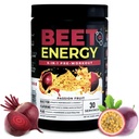 Nutrology Beet 에너지 O2의 전 운동 분말, 에너지, 내구시간 & Beet 분말, Yerba Mate, Adaptogens & Electrolytes, Vegan Pre 운동, 열정 과일 풍미, 30의 서빙을 가진 니트로 산화물 승압기