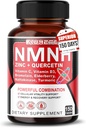 NMNH 600 mg 아연, Quercetin, 비타민 D3, Elderberry & Nattokinase - 매일 셀룰러 웰빙 및 건강한 노화 지원 - 150 캡슐 - 미국에서 만든