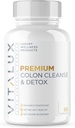 VITALUX || #1 정격 프리미엄 콜론 클렌징 & 데톡스 || Digestion, Gut Health, Decrease Bloating | Ultra Dosed Formula w/ 10 강력한 성분 | 3rd Party Tested + USA Made - 60 캡슐