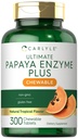 Carlyle Papaya Enzyme Chewable Tablets | 채식주의, 비 GMO, 글루텐 프리 포뮬러 | 열대 풍미