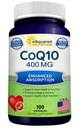 aSquared 영양 CoQ10 (400mg 최대 힘, 100 Veggie 캡슐) - 높은 흡수 Coenzyme Q10 분말 - Ubiquinone 보충교재 알약, 여분 산화 방지제 CO Q-10 효소 비타민 정제, Coq 10 400 mg