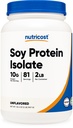 Nutricost Soy Protein Isolate Powder, 2 LB Unflavored - 서빙 당 단백질 10 그램, Vegan, GMO-Free & 글루텐 무료