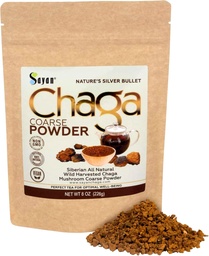 Sayan Siberian Pure Raw Coarse Chaga Powder 8 Oz / 226g - 프리미엄 야생 숲 수확 슈퍼 산화 방지차 - 면역 체계 및 소화 건강 지원 - 초점, 에너지, Clarity, Wellness - Non-GMO