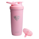 Smartshake DC COMICS 강화 스테인레스 스틸 단백질 셰이커 병 900 ml | 30 온스 - 누설 나사 - 온 뚜껑 - BPA 무료 - Unisex - 비 절연 - Supergirl 로고
