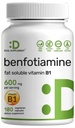 Benfotiamine 600mg 서빙, 180 Veggie 캡슐 (캡 당 300mg) - 지방 수용성 비타민 B1 Thiamine 보충 - 3rd 파티 테스트, Vegan, Non-GMO, 글루텐 무료