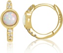 14K 골드 도금 925 스털링 실버 흰색 Opal Huggie Hoop 귀걸이