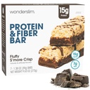 Wonderslim High Fiber Protein Bar, Fluffy S'more Crisp | 15g Protein, 8g Fiber | Low Sugar, Low Carb | 건강한 Indulgence | Satisfying, Support Energy & On-the-Go Convenience, 7 Pack