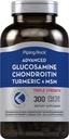 Piping Rock Glucosamine Chondroitin MSM Turmeric | 300 모자 | 여성과 남성용 보충 | 고급 트리플 강도 복합 | Non-GMO & 글루텐 무료