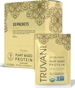 Truvani Vegan Pea Protein Powder | 바나나 크린나몬 | 20g 유기농 공장 기반 단백질 | 싱글 서빙 여행 소포 | 10 인분 | 케토 | 글루텐 & 다이리 무료 | 저탄자 | 추가 설탕