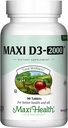Maxi-Health 비타민 D3 2000 IU - 건강한 근육 기능을 위해, 뼈 건강과 면역 지원 – 90의 정제 – 성인을 위한 제일 고약 보충교재