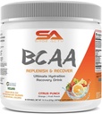 BCAA 분말 플러스 글루타민과 전자적으로 분말 복구 & Hydration - 30 서빙 (크러스 펀치)