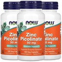 지금 음식 지금 음식 아연 Picolinate, 50 mg, 120 Veg 캡슐, 3 팩