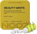 NOOZ Beauty Mints - Gray Skin, Healthy Hair & Strong Nails를 위한 Sugar-Free Biotin Mint - Juicy Pear 풍미 | 항산화제, 비타민 C, B6 및 B12를 가진 여행 친절한 보충교재 | Non-GMO, 25 분